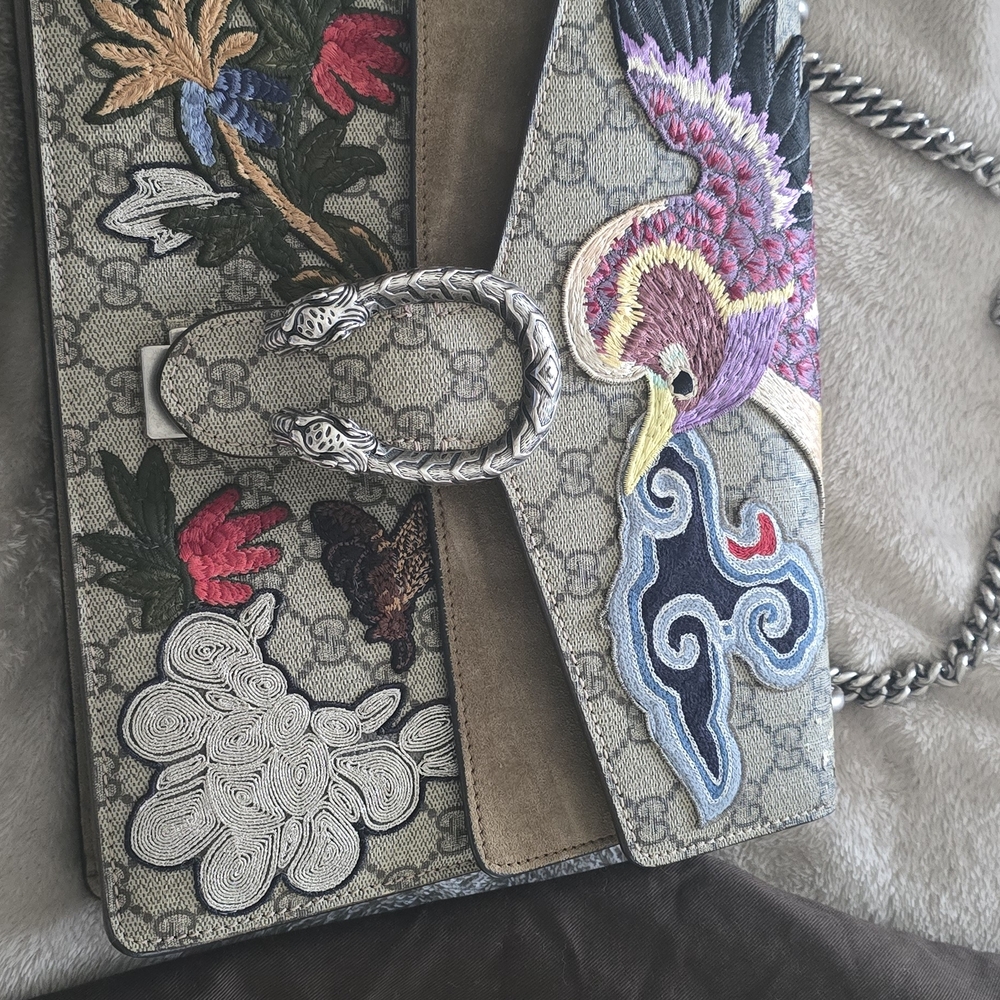 Gucci Women's Gray and Multicolor Embroidered Shoulder Bag - Picture 3 of 7